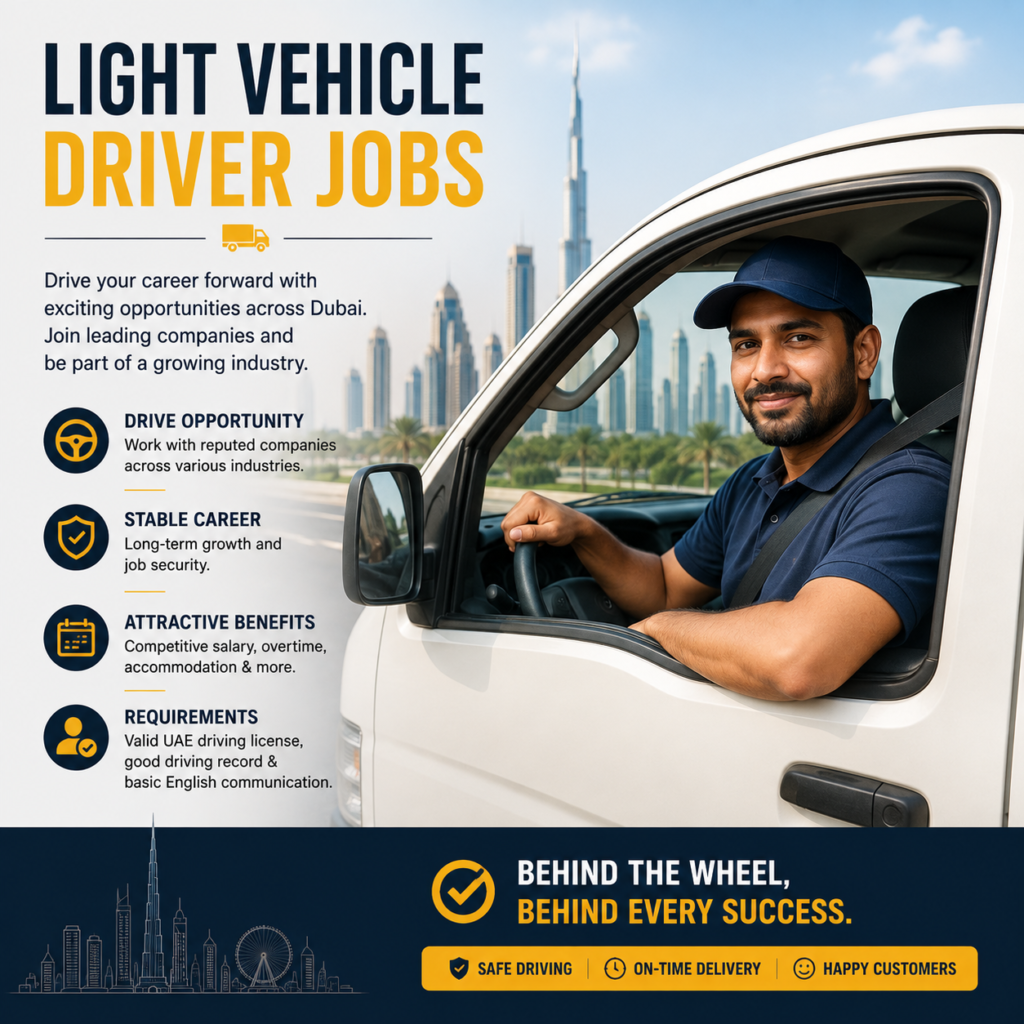 Driver Jobs in Dubai: Learn About Latest Jobs Types, Requirements, Salary 3 light vehicle driver jobs