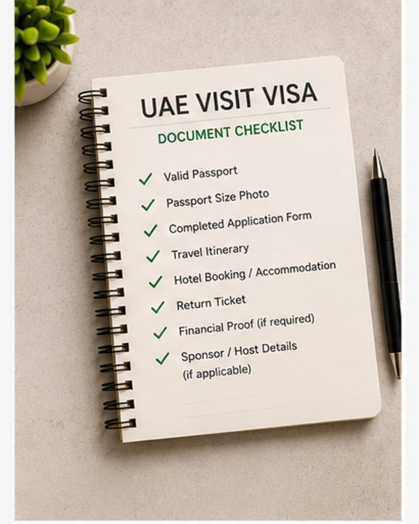 UAE Visit Visa Guide: Requirements, Types, Application & Stay 4 UAE Visit visa documents